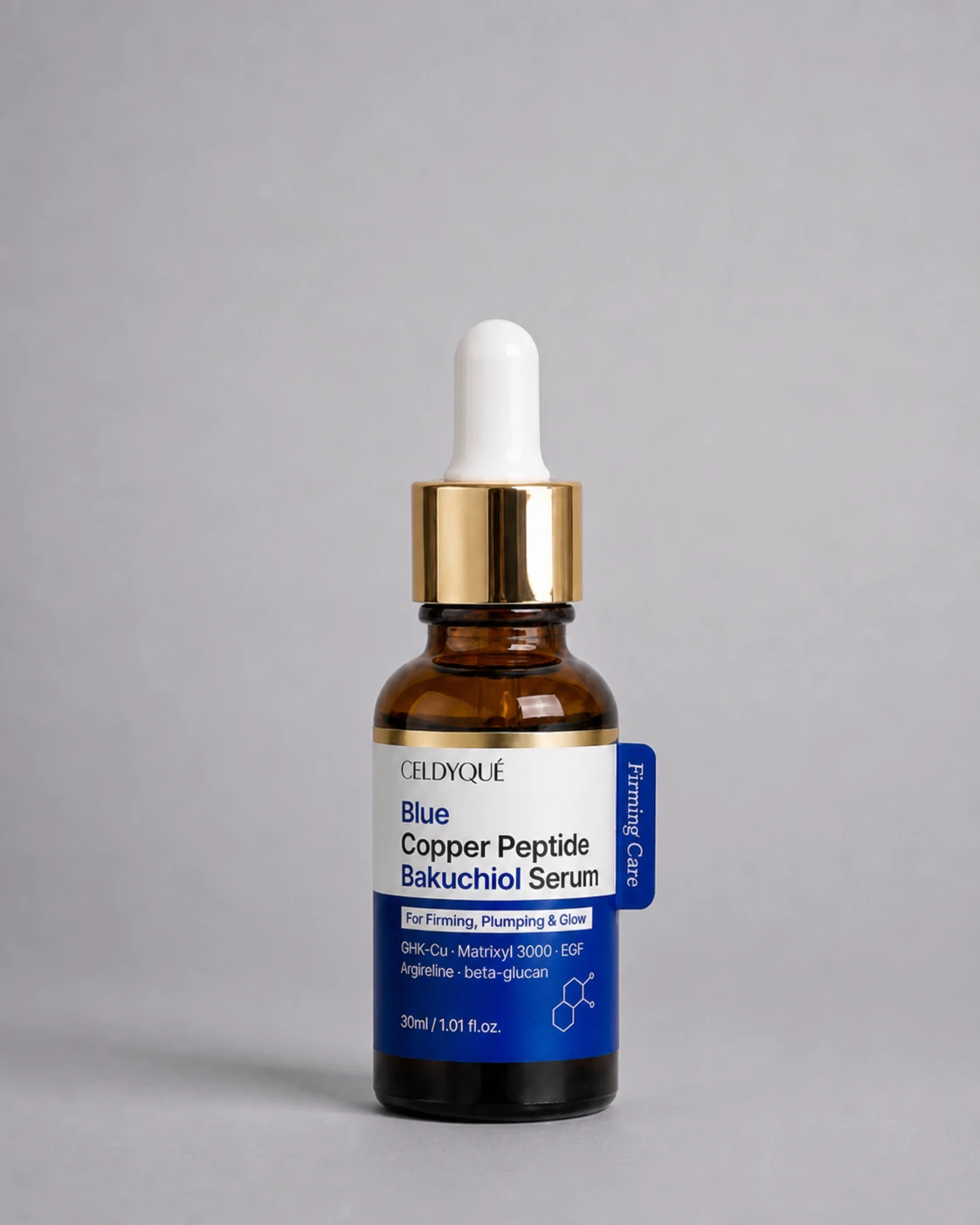 CELDYQUE Blue Copper Peptide Bakuchiol Serum, 30 ml / 1.01 fl oz, dropper bottle
